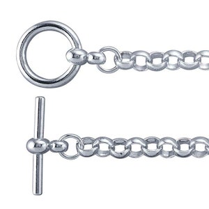 925 Sterling Silver 5.6mm Round Rolo Chain Toggle Bracelet