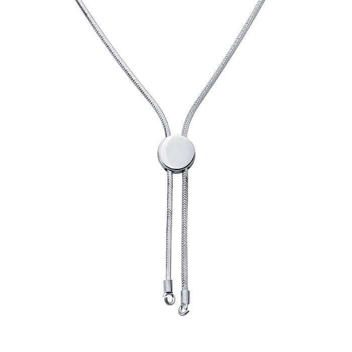 Sterling Silver 8 Sided Snake Chain Adjustable Necklace with Round Slider
