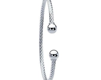 Sterling silver twist-wire cuff bracelet with removable ball end