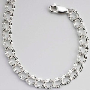 Sterling Silver Double Cable Charm Bracelet Sterling Silver Double Cable Charm Bracelet