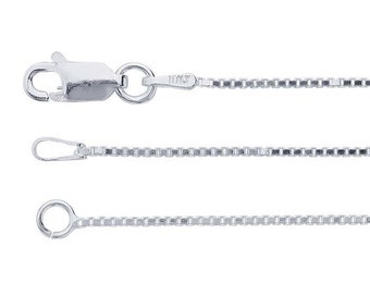 Sterling silver 1mm box chain necklace component for festoons, 16&quot; or 18&quot; available