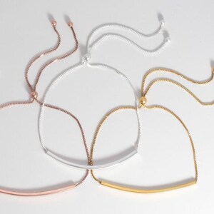 Bar Bolo Bracelet - Adjustable - Sterling Silver, or 14k Yellow or Rose Gold Plated Sterling Silver