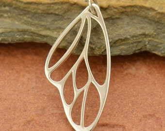 Sterling Silver Butterfly Wing Pendant 38x17mm