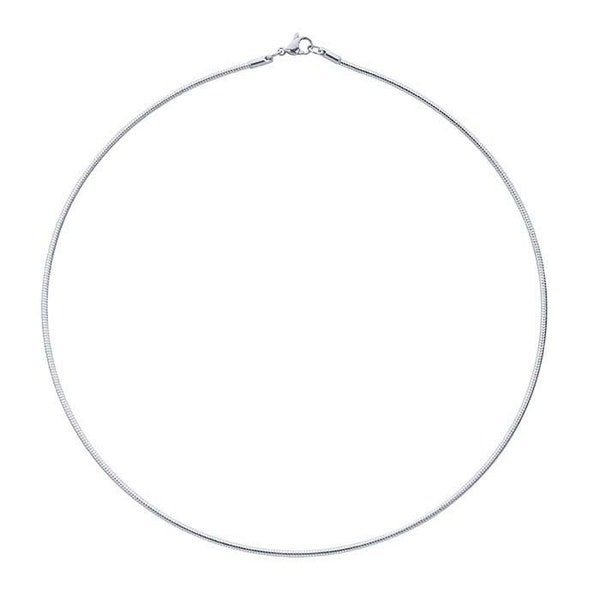 Stainless steel 2mm round omega neck chain, 16 or 18 inch