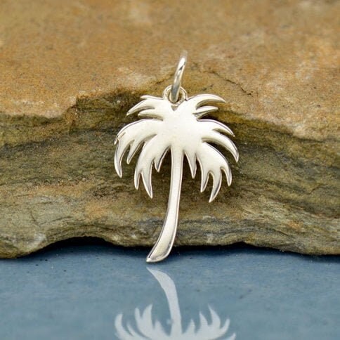 Sterling silver palm tree charm - cutout 20x11mm