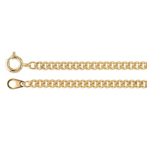 Steel yellow gold-plated 2 or 3mm diamond-cut curb chain 18 or 24 inch in length