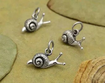 1- sterling silver snail charm 10x14mm