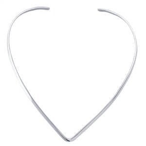 Handcrafted sterling silver 3.4mm v-shaped flat-wire neck ring necklace