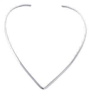 Handcrafted sterling silver 3.4mm v-shaped flat-wire neck ring necklace