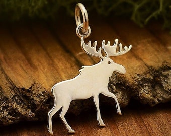 Sterling silver moose charm 21x19mm