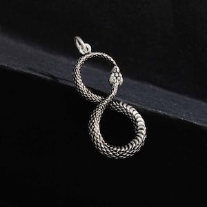 Sterling Silber Unendlichkeit Ouroboros Schlangenanhänger 31x13mm