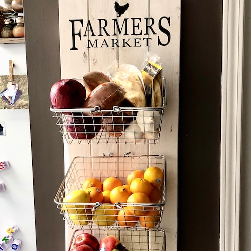 Farmers Market Rustic Produce Wall Hang; Fruit & Vegetable Storage, Produce Storage, Kitchen storage, Rustic Kitchen Decor, Farmhouse Decor