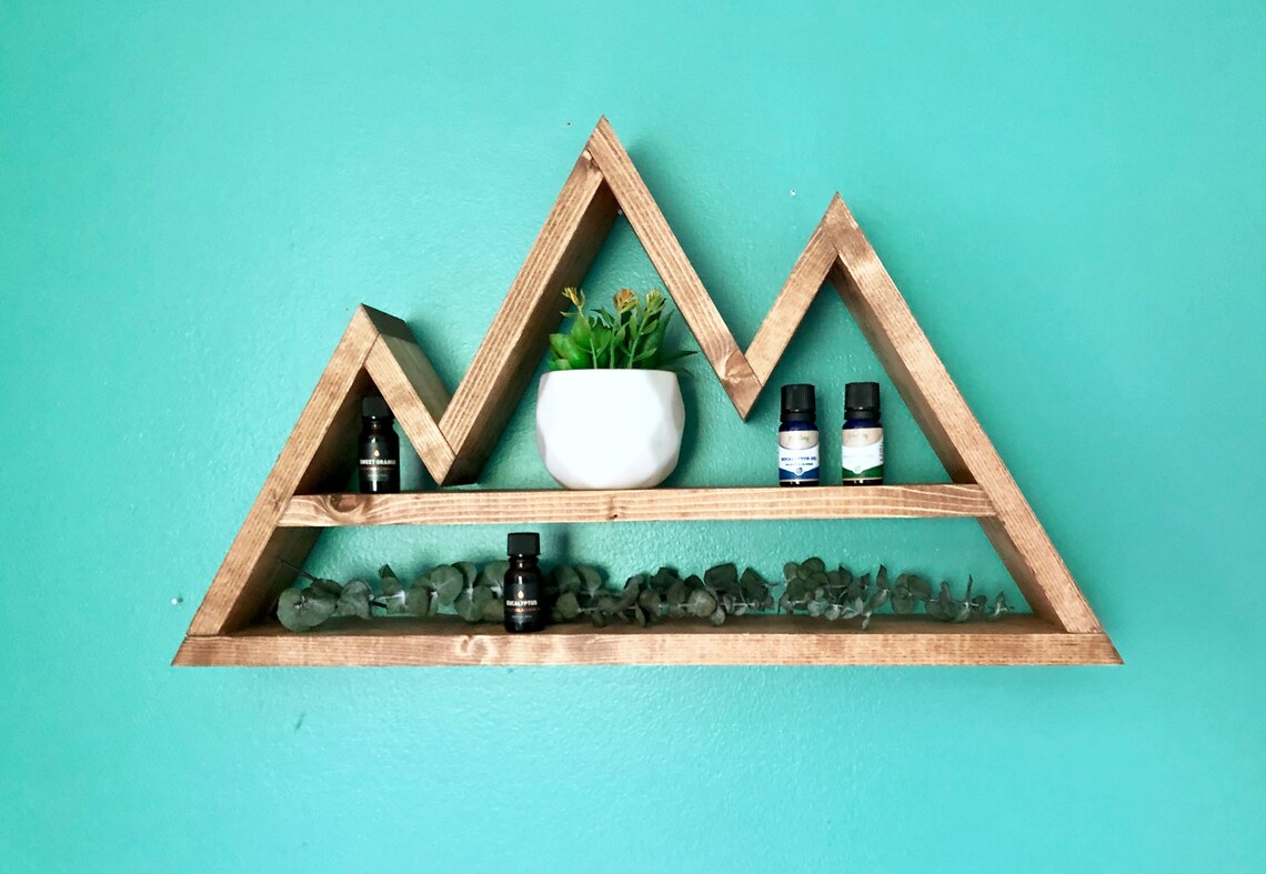 Three Peak Mountain Shelf Wood Mountain Shelf Essential Etsy