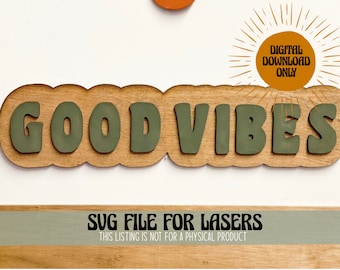 Good Vibes Laser Cut Datei | Offset SVG | Boho SVG | Boho Laser Cut Datei | Glowforge Datei | Laserdatei | SVG Für Laser | Boho Glowforge Datei