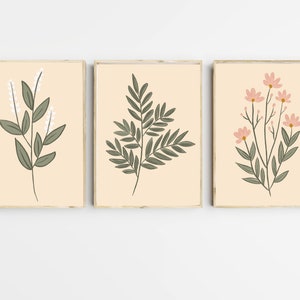 Impresión botánica / Decoración de pared bohemia / Decoración bohemia floral / Decoración bohemia / Decoración de pared / Descarga digital / Juego de tres