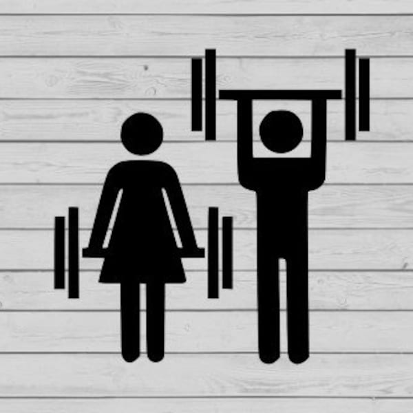 Bathroom Sign SVG | Gym Bathroom Sign Decal | SVG For Cricut | SVG For Silhouette | Digital Download | Weight Lifting svg