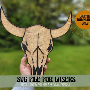 Bull Skull Laser Cut File | | Boho SVG | Boho Glowforge File | Boho Laser Cut File | Glowforge SVG | Western SVG | Western Laser Cut File