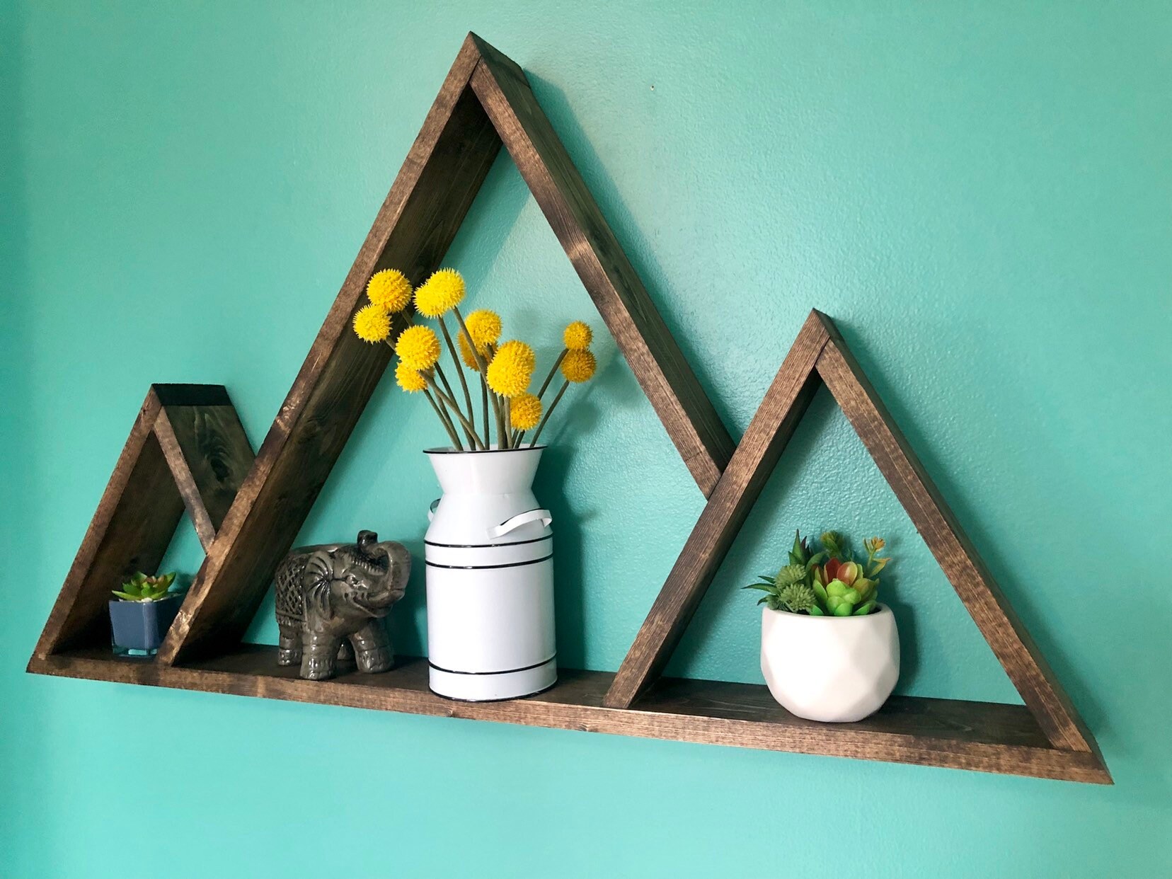 Tripeak Wood Mountain Shelf Mountain Shelf Boho Decor Etsy