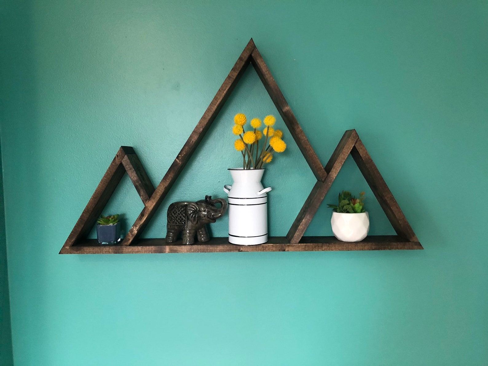 Tripeak Wood Mountain Shelf Mountain Shelf Boho Decor Etsy