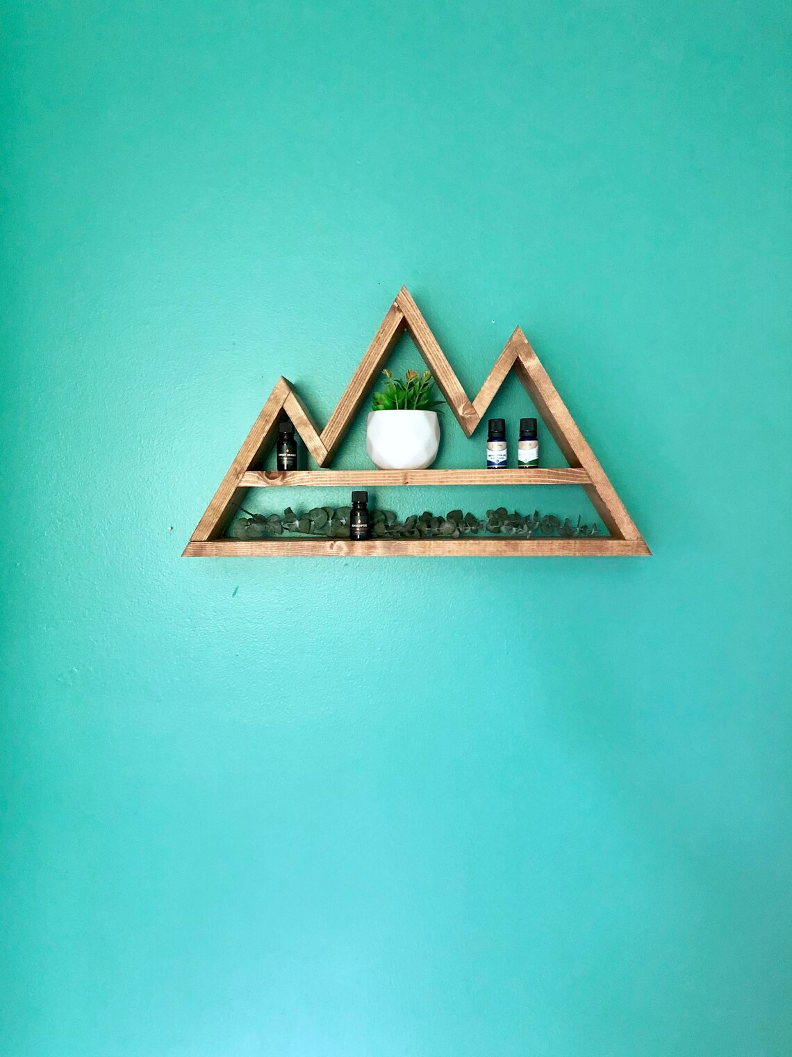 Three Peak Mountain Shelf Wood Mountain Shelf Essential Etsy