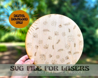 Floral Doodle Score Design | Glowforge SVG | Flower Round Glowforge File | Glowforge Score File | Flower SVG | Floral SVG