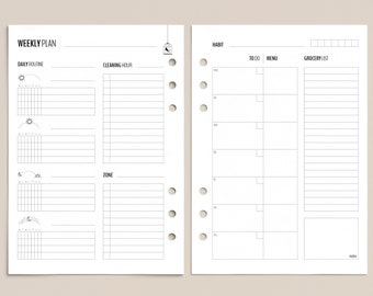 Weekly Planner for Flylady Control Journal | Daily Routines, Cleaning Zones, Menu Plan, Grocery list | A5 Printable Planner