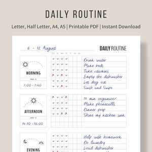 Daily Routine Planner Printable, Flylady Morning Routine Checklist, Before Bed Routine, Home Management Planner Insert, Household printables image 9
