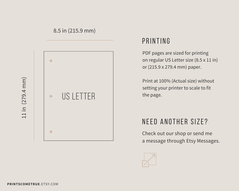 Lined Paper Printable for US Letter 11 X 8.5 in Binder With Rings, Levenger Circa or Big Happy ...