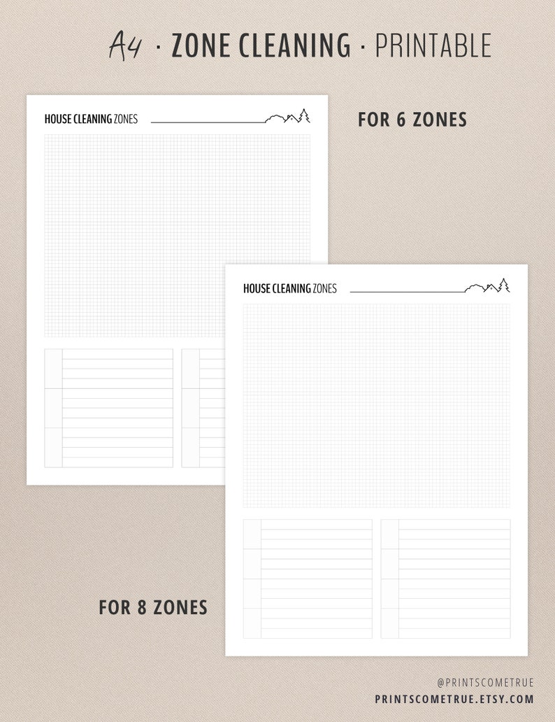 Zone Cleaning Checklist for Flylady Control Journal Printable Planner