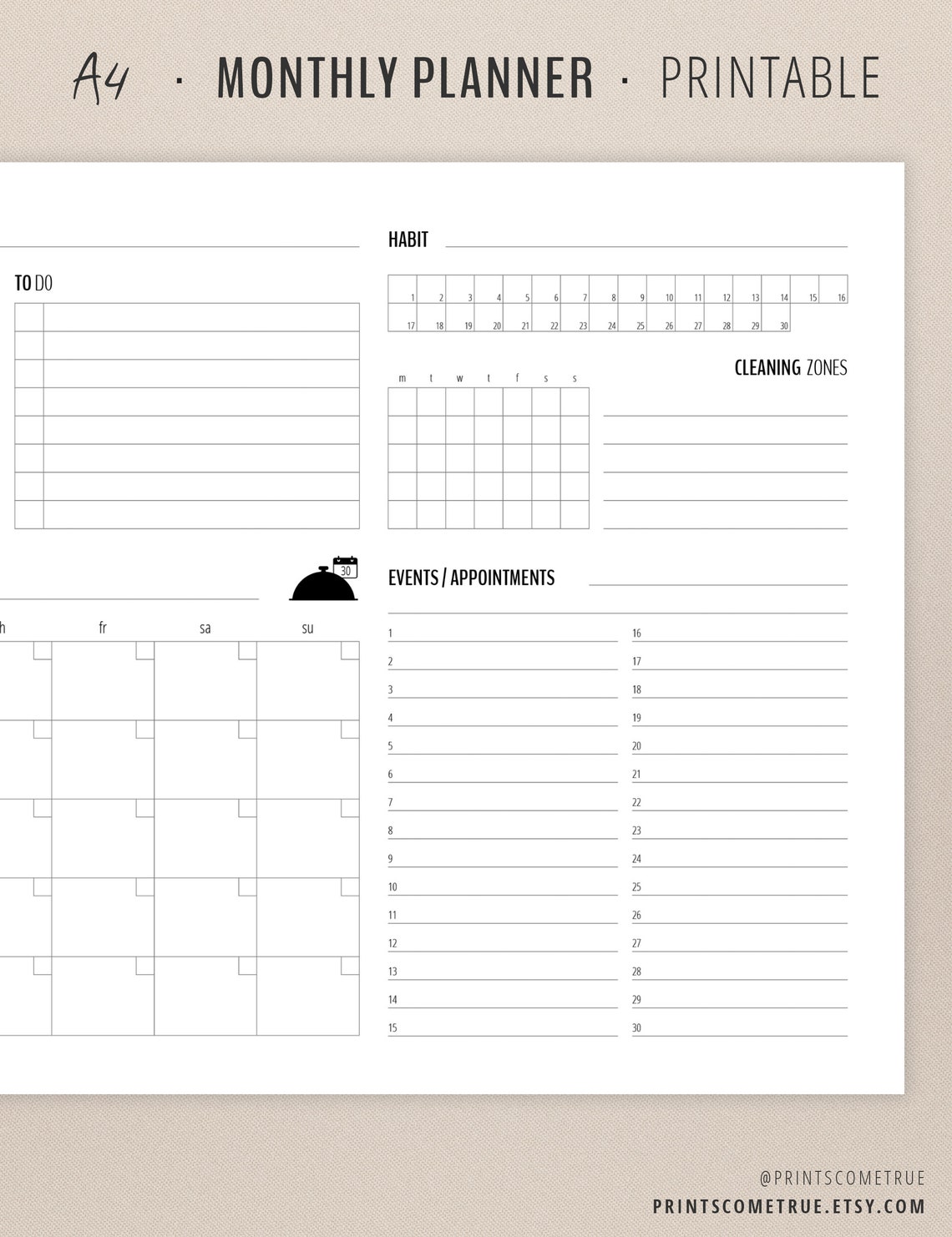 Monthly Planner Printable for Flylady Home Management With | Etsy