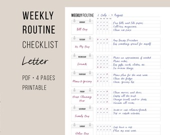 Weekly Routine for Flylady Control Journal | Cleaning Routine Chart | Home Management Planner Insert