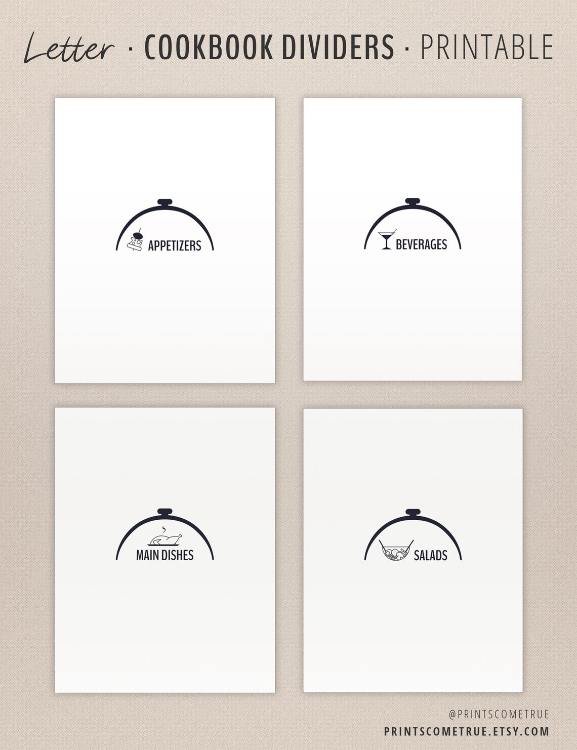 Recipe Binder Dividers Printable Cookbook Dividers in US Etsy UK