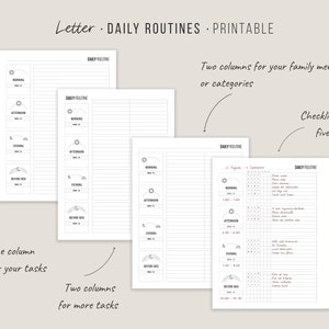 Daily Routine Planner Printable, Flylady Morning Routine Checklist, Before Bed Routine, Home Management Planner Insert, Household printables image 2