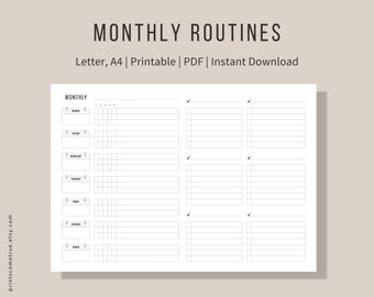 Monthly Cleaning Checklist | Routine Planner | Home Management Binder Template Page | House Cleaning Printable Planner | Minimalist PDF