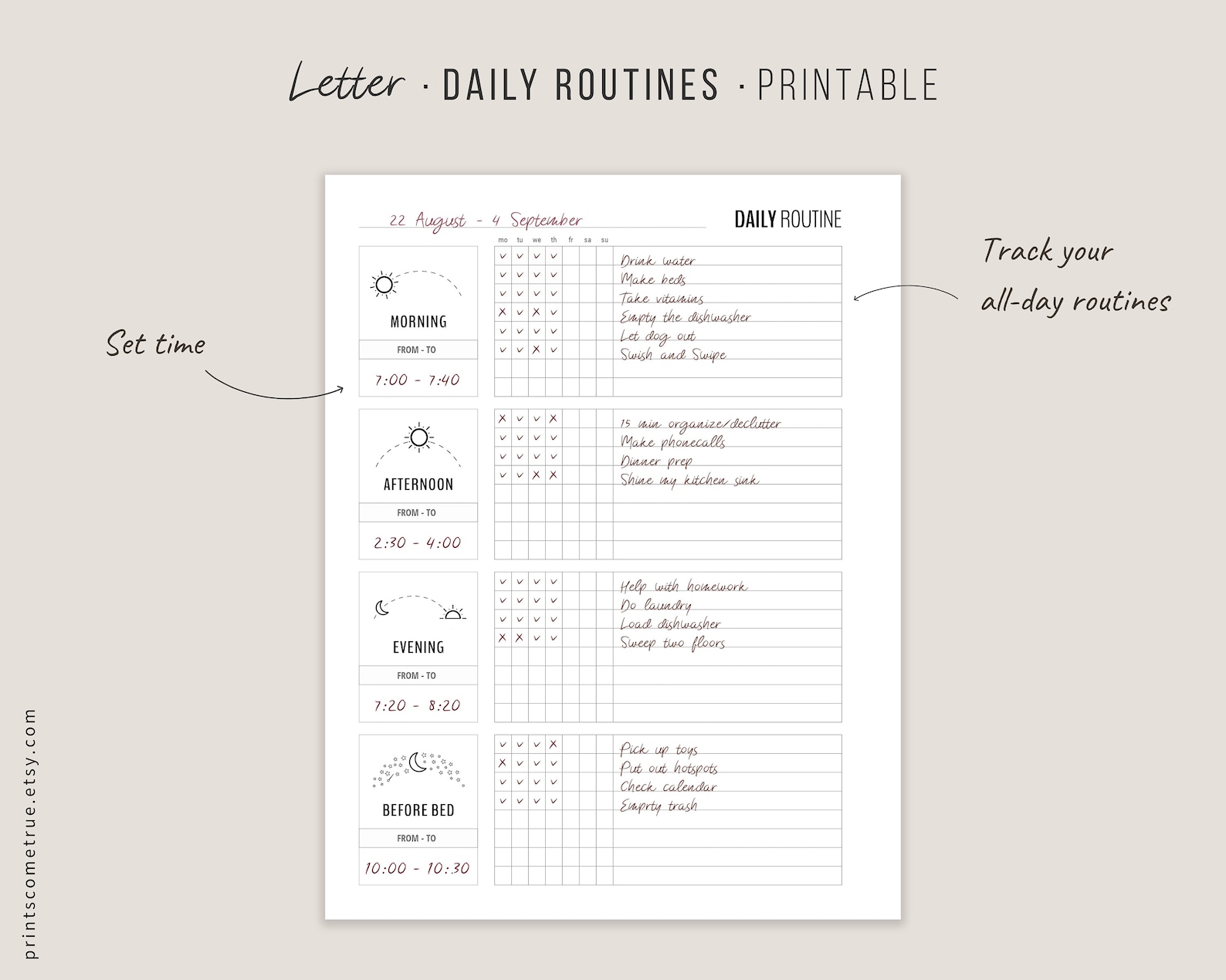 Daily Routine Planner Printable, Flylady Morning Routine Checklist ...
