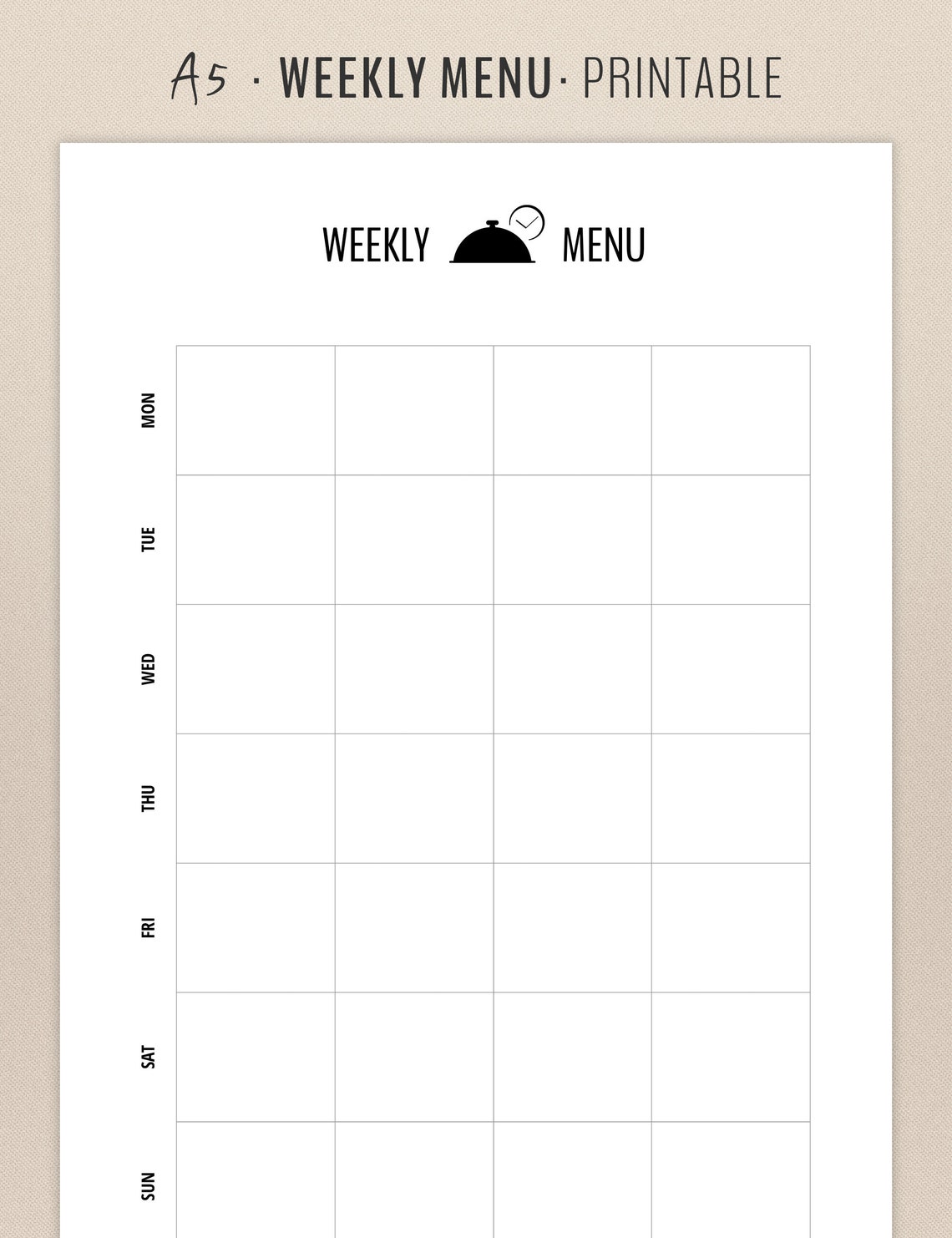 Weekly Meal Planner Template and Grocery List A5 Printable - Etsy