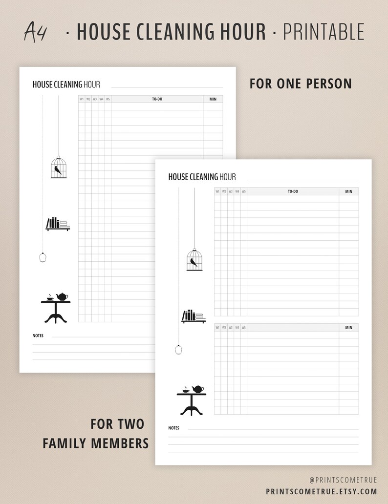 House Cleaning Checklist Printable / Flylady Planner Inserts / Etsy