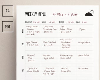 Weekly Meal Printable Planner