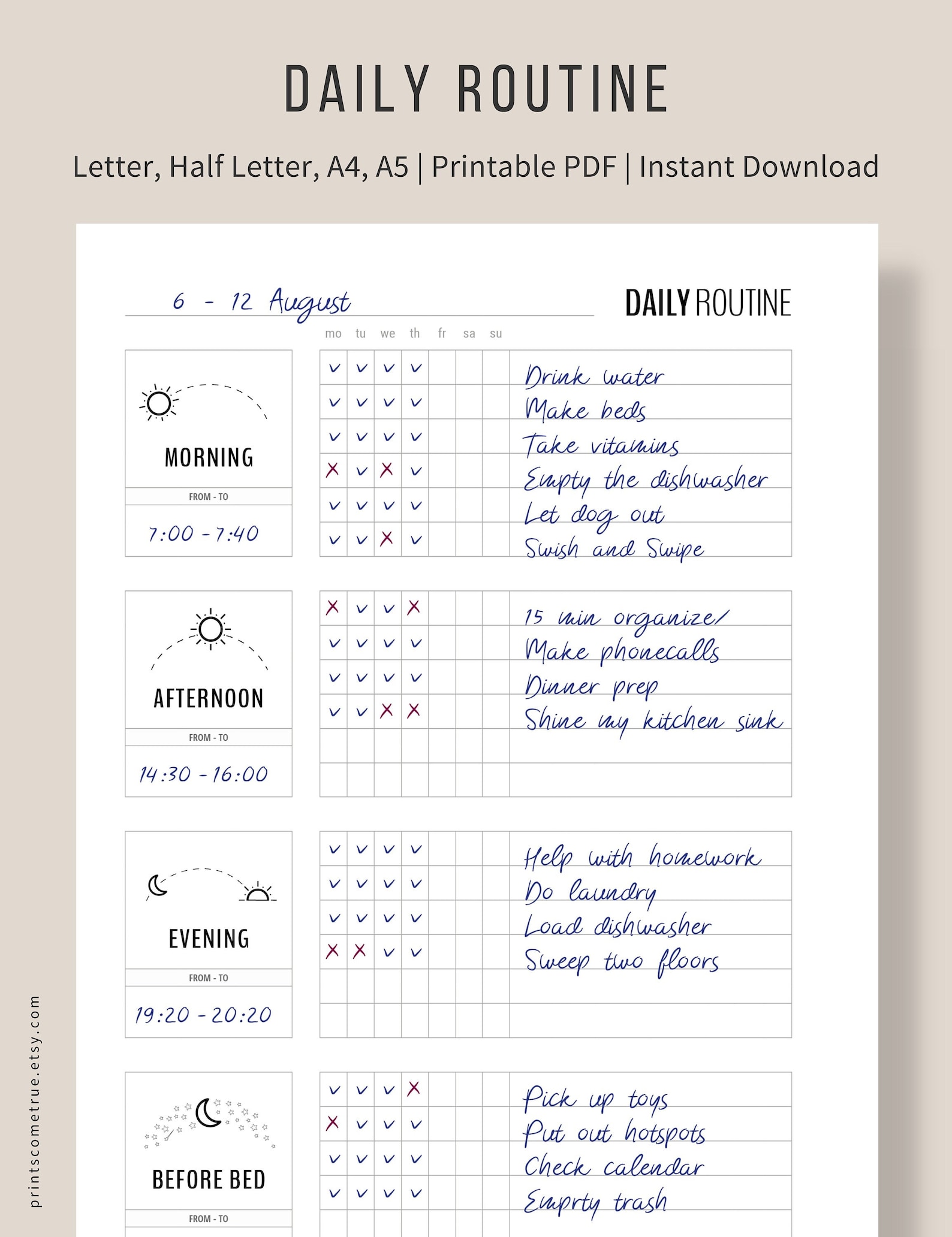 Daily Routine Planner Printable, Flylady Morning Routine Checklist ...