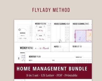 Control Journal for Flylady cleaning method | Home management binder | Household planner | House cleaning printable planners | PDF