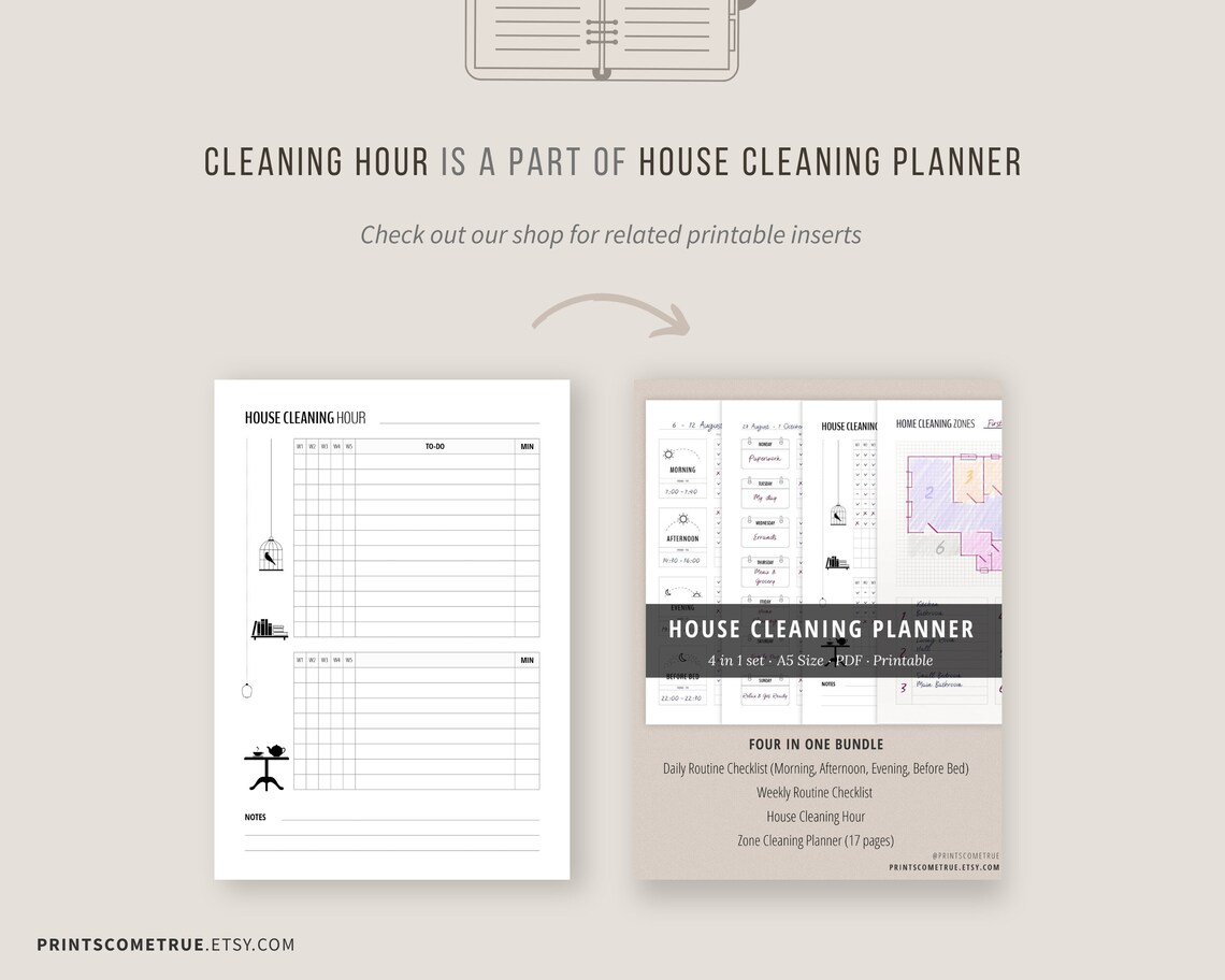 Flylady Cleaning Checklist Home Blessing Hour A5 Printable Planner ...