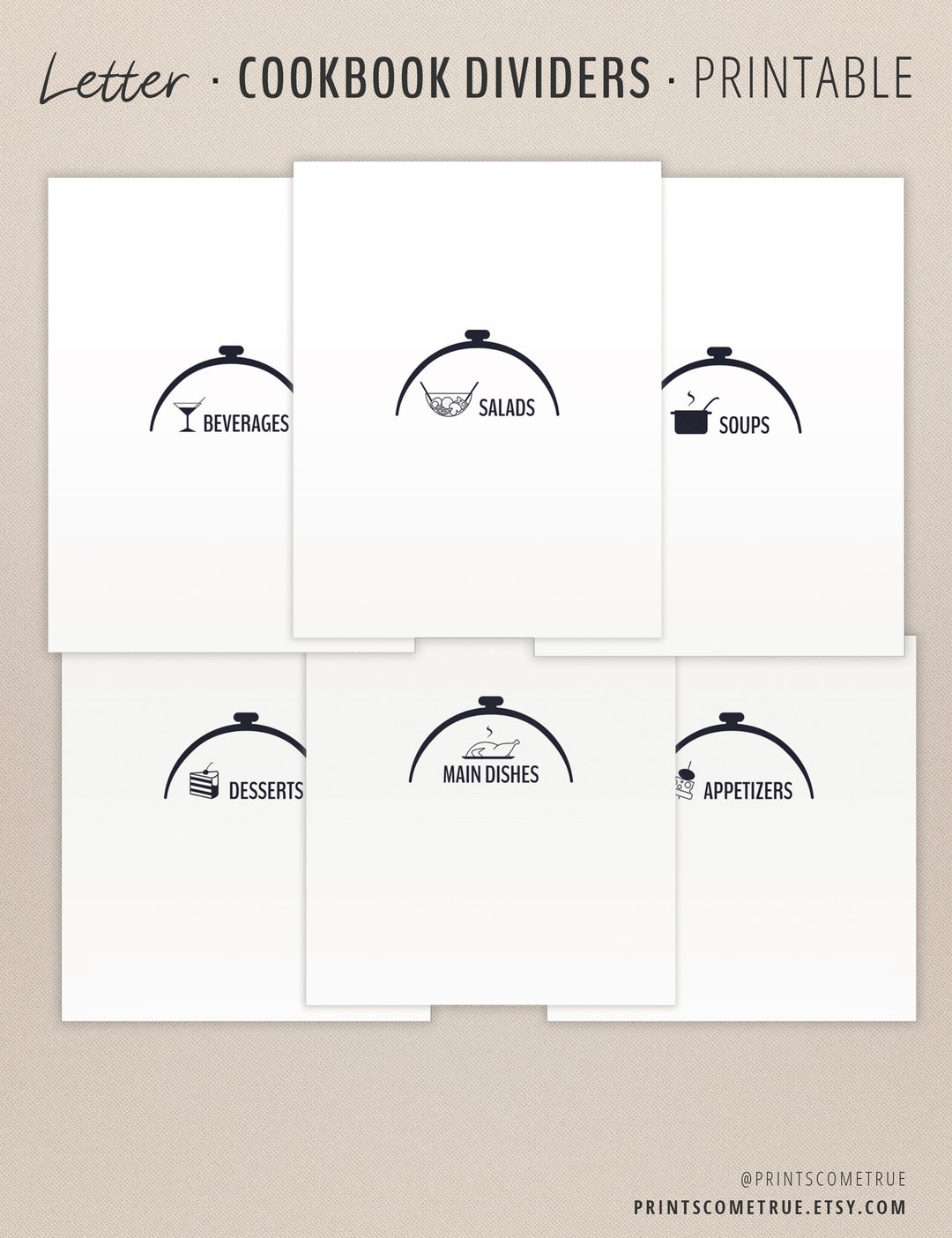 Cookbook Dividers Printable Recipe Book Dividers for Binder - Etsy