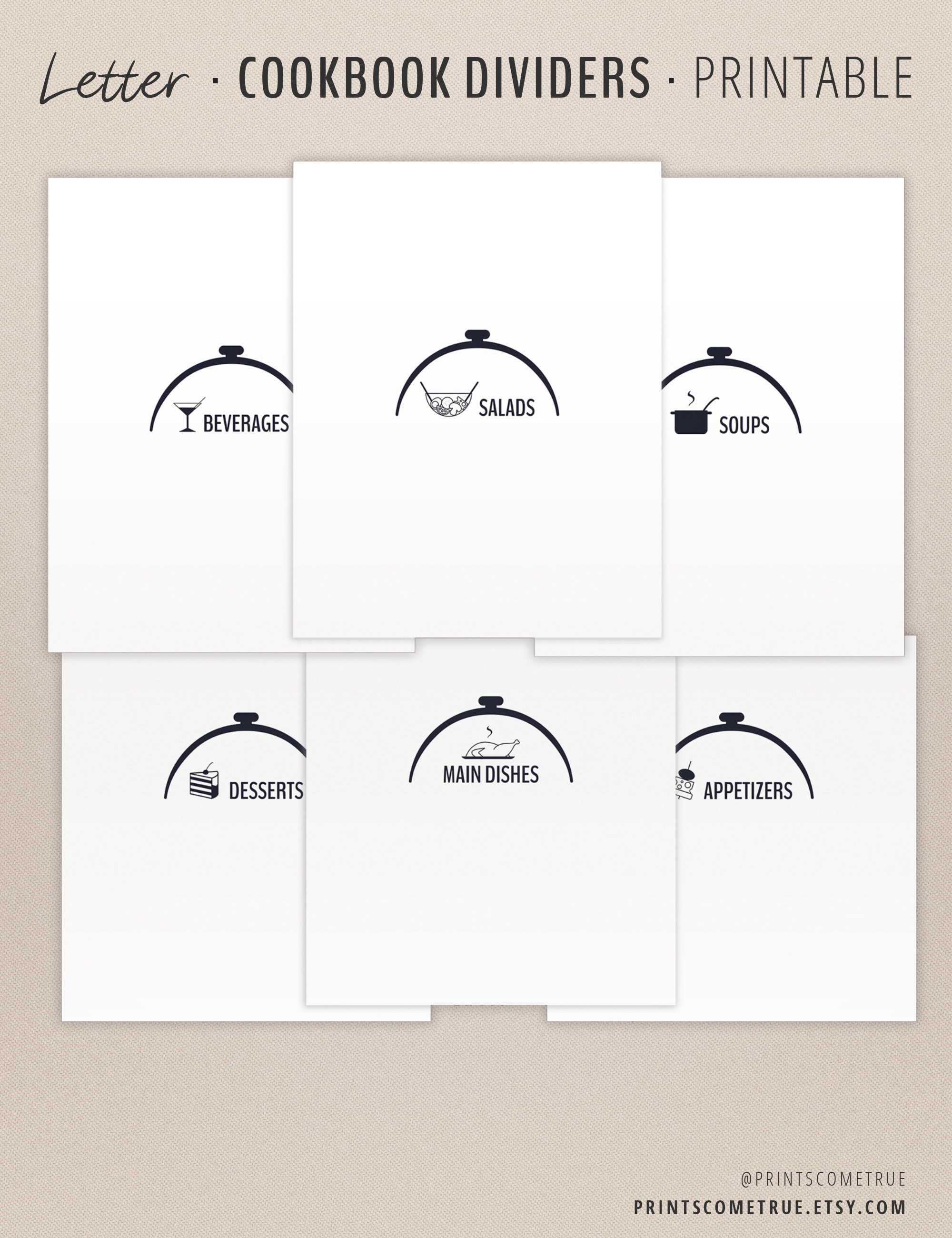 Recipe Binder Dividers Printable Cookbook Dividers in US Etsy UK