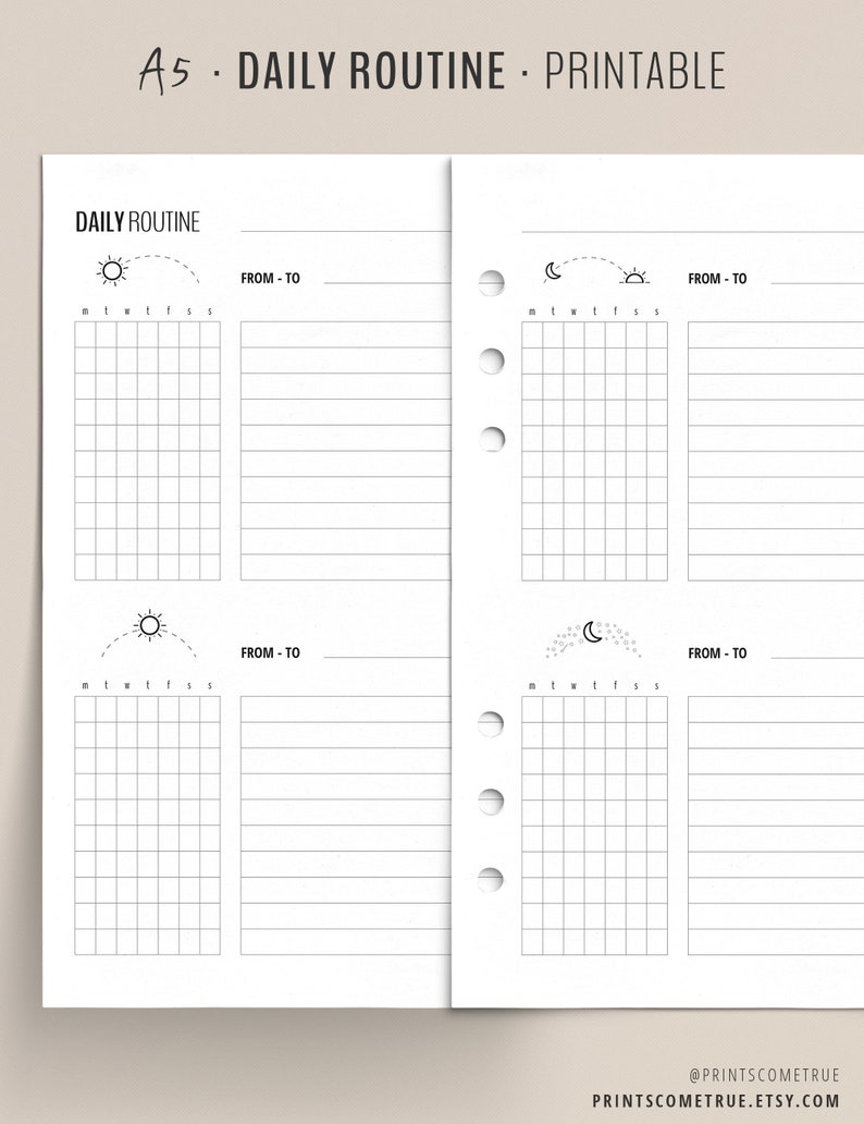 Flylady Daily Routine for Control Journal A5 Printable Planner Insert Morning, Afternoon