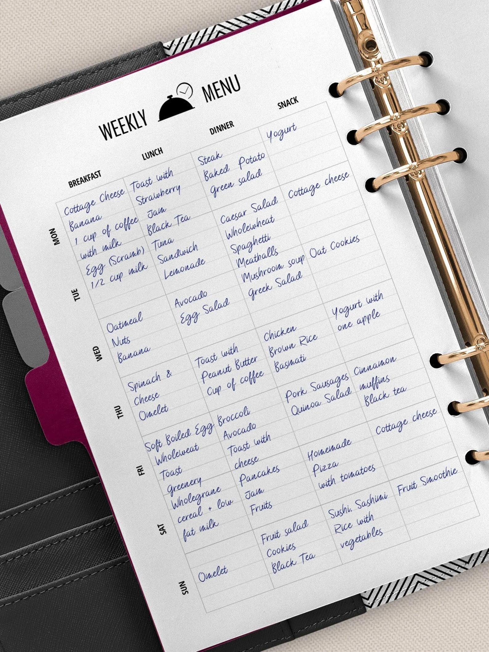 Weekly Meal Planner | Printable Family Meal Plan Template | A5 & Letter ...