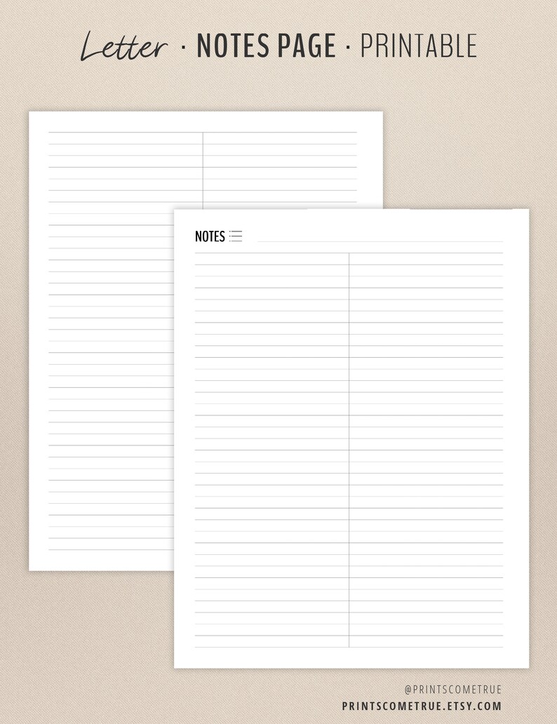 lined paper printable for us letter 11 x 85 in binder with etsy