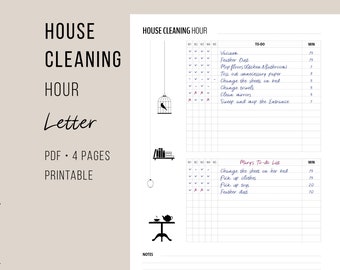 House Cleaning Checklist for Flylady Control Journal | Cleaning Routine Chart for Home Management Planner | Letter
