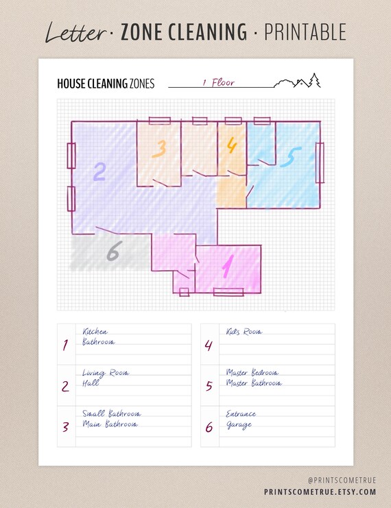 Zone Cleaning Chart For Kids