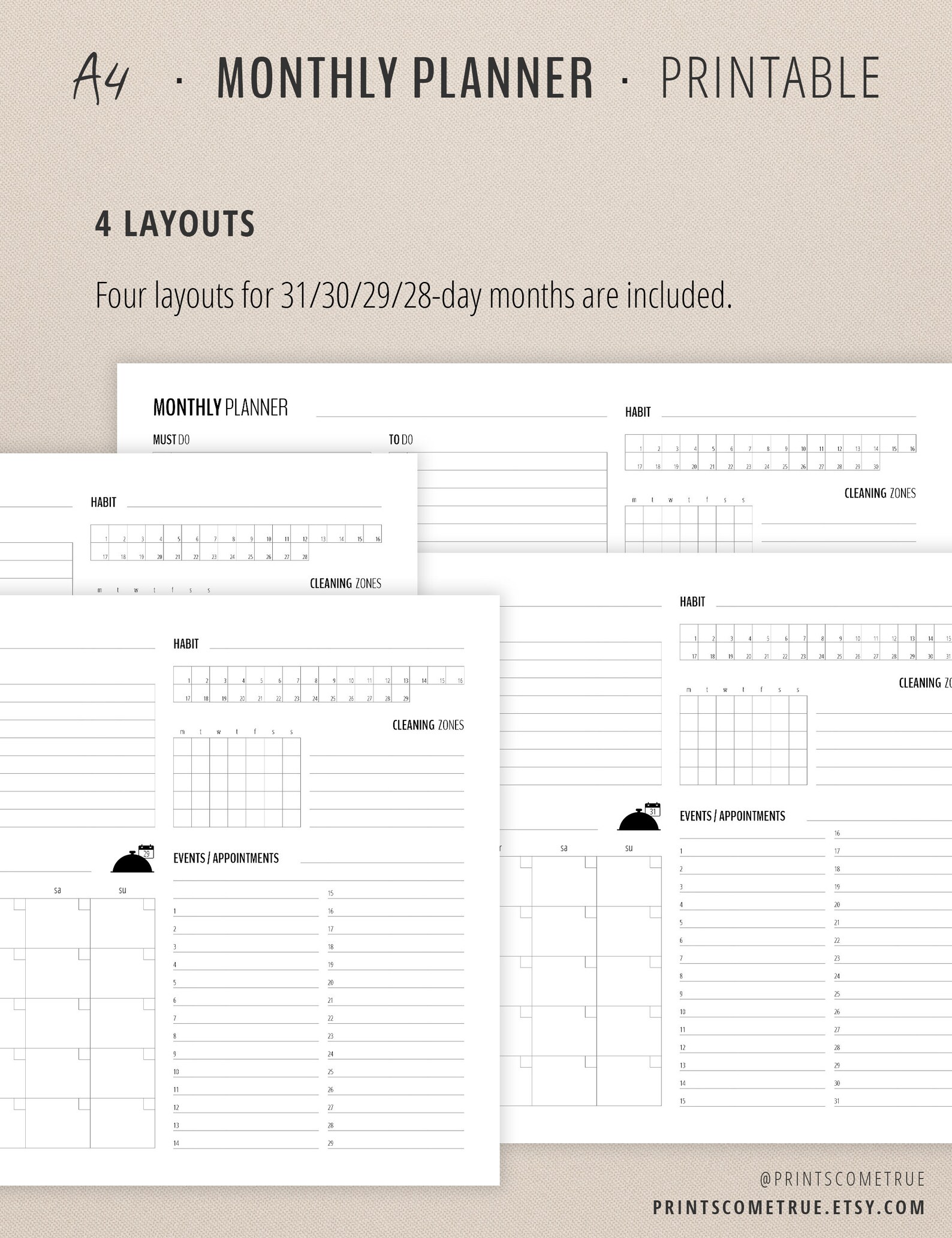 Monthly Planner Printable for Flylady Home Management With | Etsy