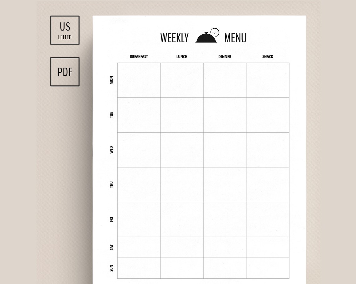 Weekly Meal Planner Family Meal Planning Template Printable Menu Plan ...